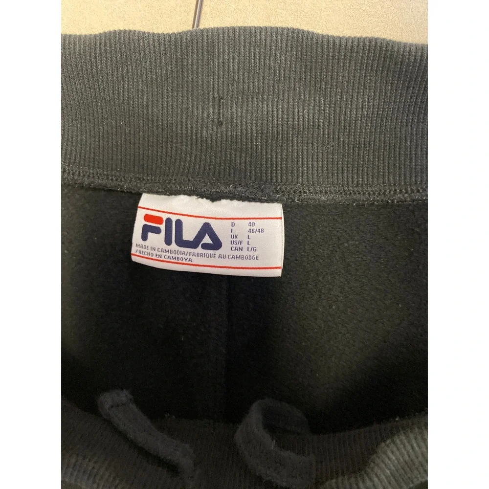 Fila Mens Black Fleece Jogger Sweatpants Size Large Tapered Logo Sweats